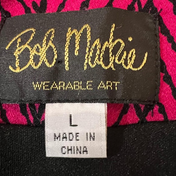 Bob Mackie Wearable Art Lace Print Blazer Jacket Pink Black Statement Jacket L - Picture 7 of 10